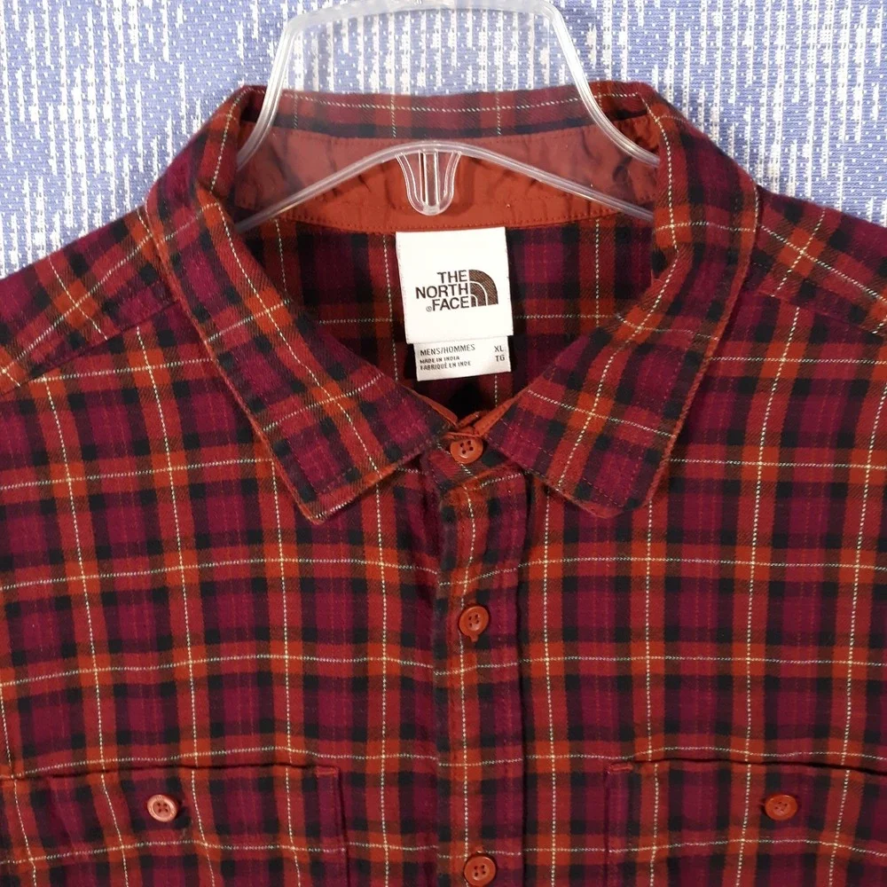 The North Face Arroyo Flannel Shirt Mens XL Plaid Outdoor Hiking Brown Purple